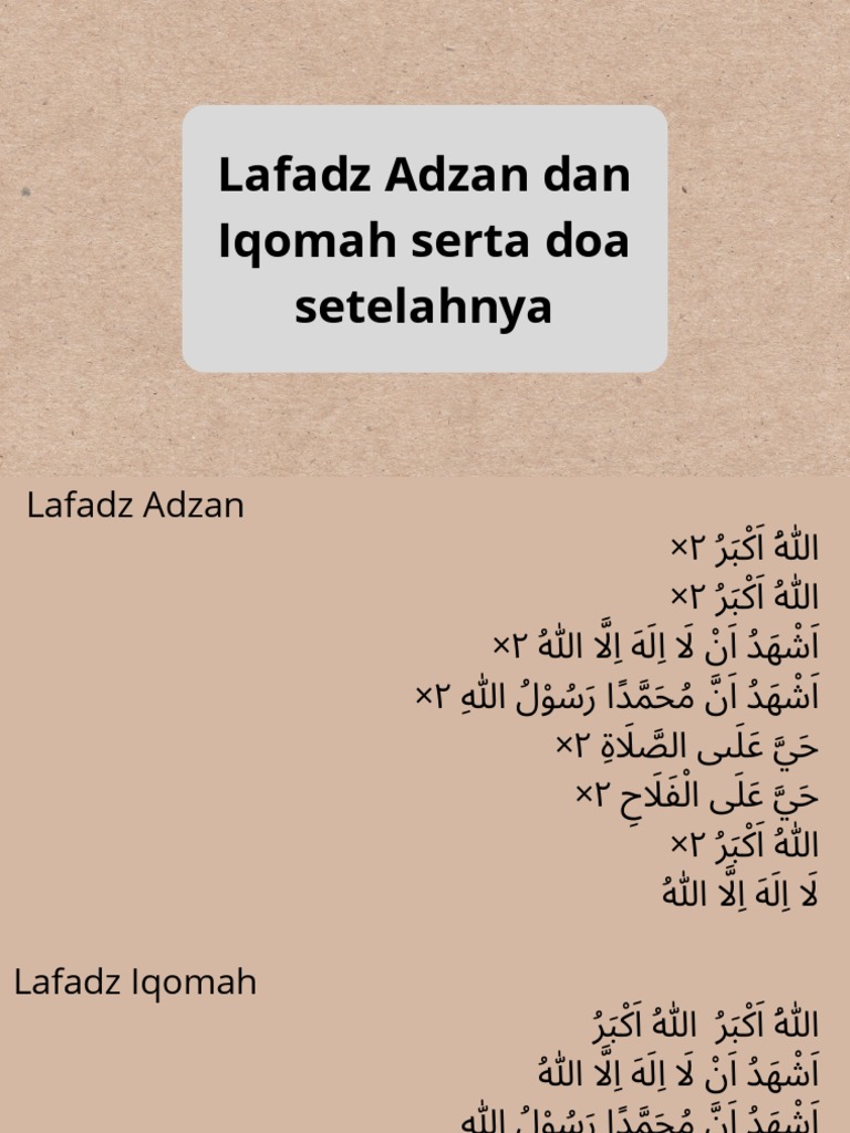 Adzan Dan Iqomah Serta Doanya | PDF