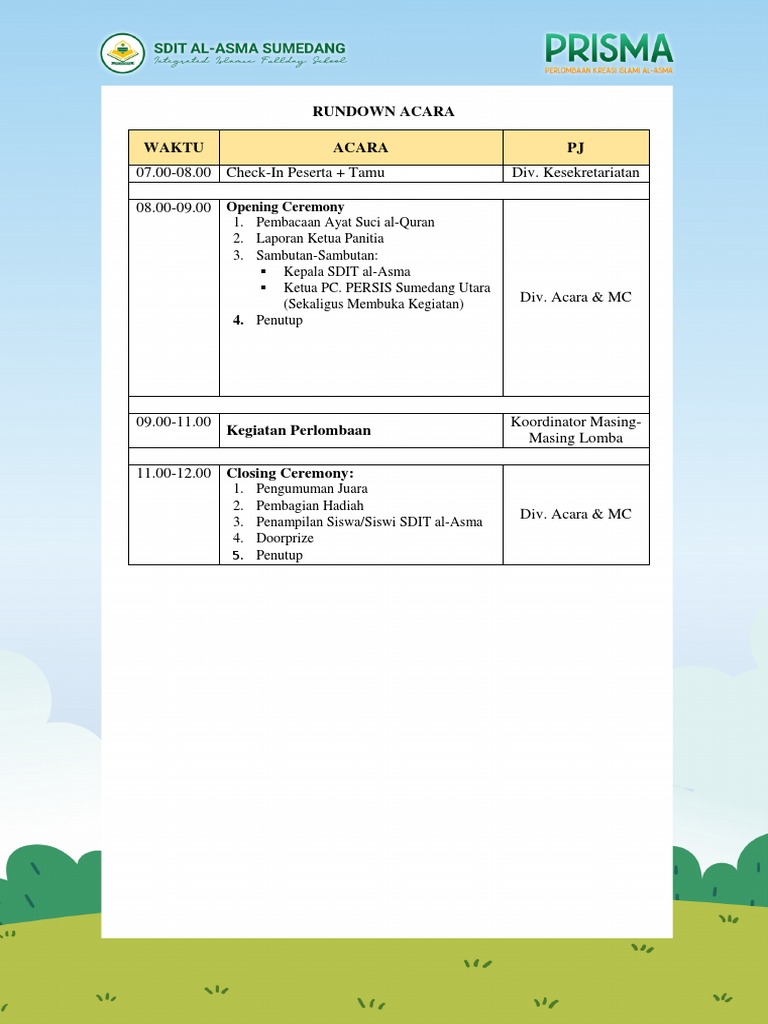 Rundown Acara | PDF