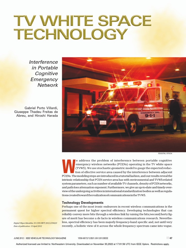 TV White Space Technology Interference in Portable Cognitive Emergency