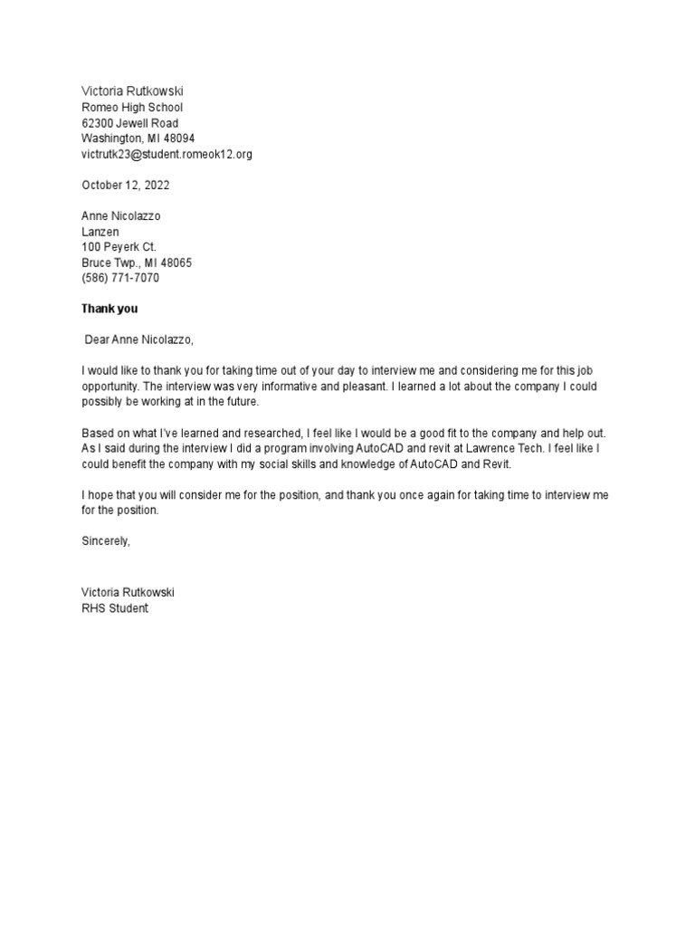 Thank You Letter | PDF