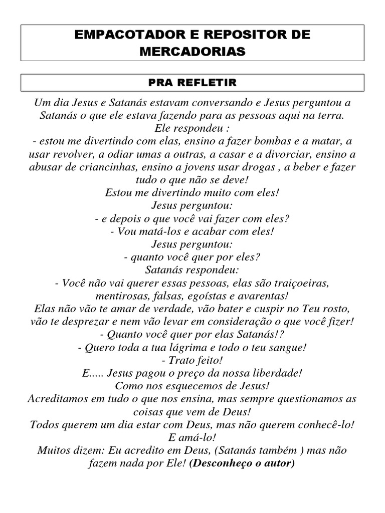Apostila Empacotador Repositor de Mercadorias 2015 | PDF | Supermercado ...