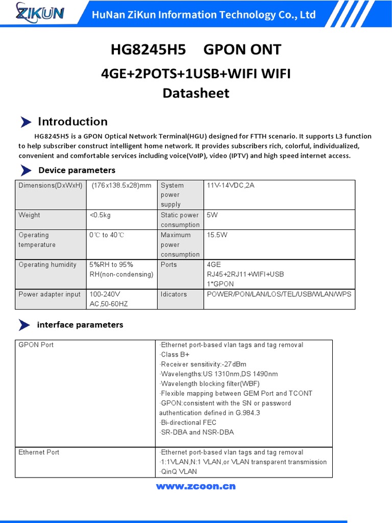 Hg8245h5 Datashee Pdf Computer Standards Electronics