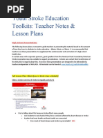 Youth Stroke Education: 60min & 40min Lesson Plans