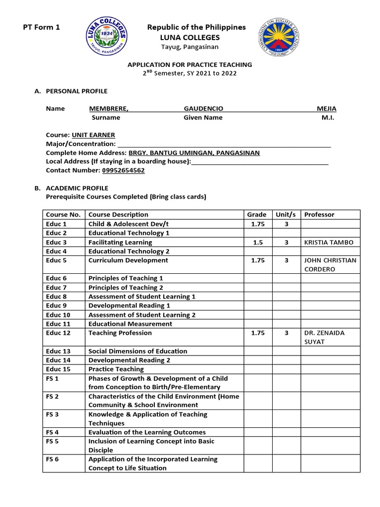 Pratice Teaching Forms | PDF | Teaching Method | Teachers