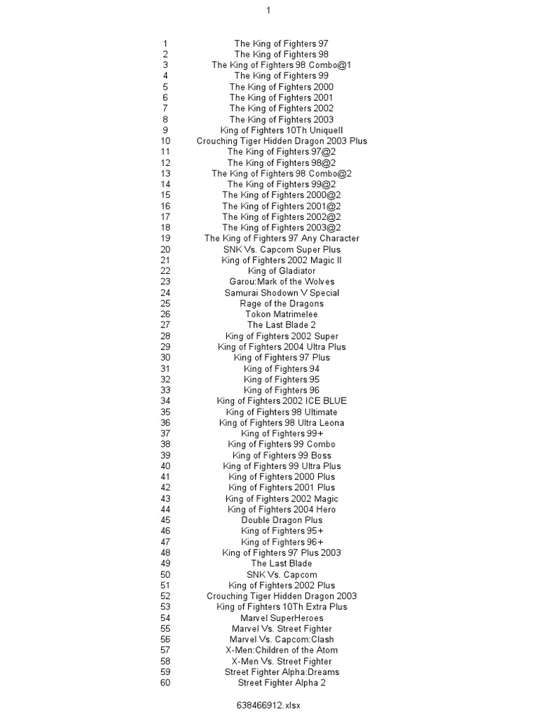 Classic Fighting Game List | PDF