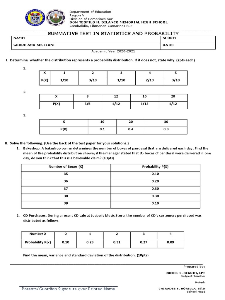 1st Quarter Statistics and Probability | PDF | Statistics | Statistical ...
