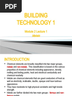 2020 BUILDING TECHNOLOGY 1 - Module 2 Lecture 1 Metals