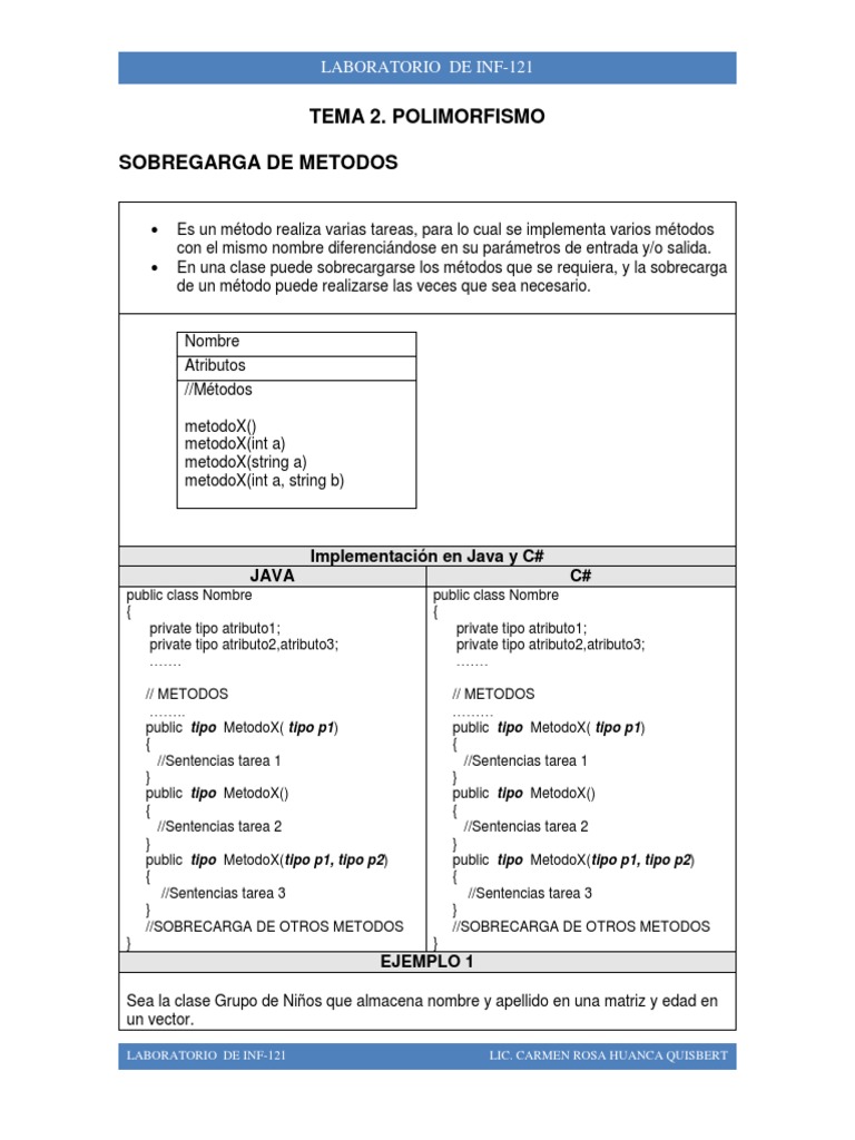 Sobrecarga de Métodos en Java y C# | PDF | C Sharp (lenguaje de ...