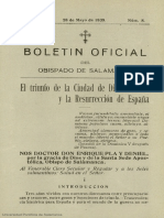 Boletín Oficial Del Obispado de Salamanca 28 5 1939 N.º 8