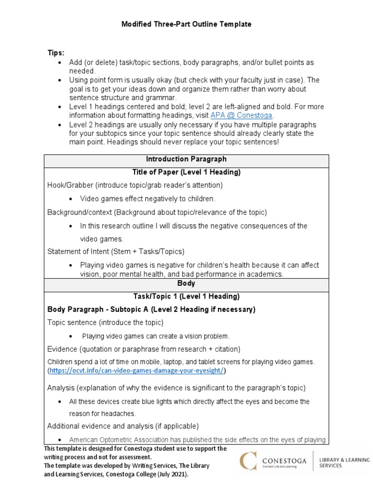 Research Project Outline Template | PDF | Video Games | Thought