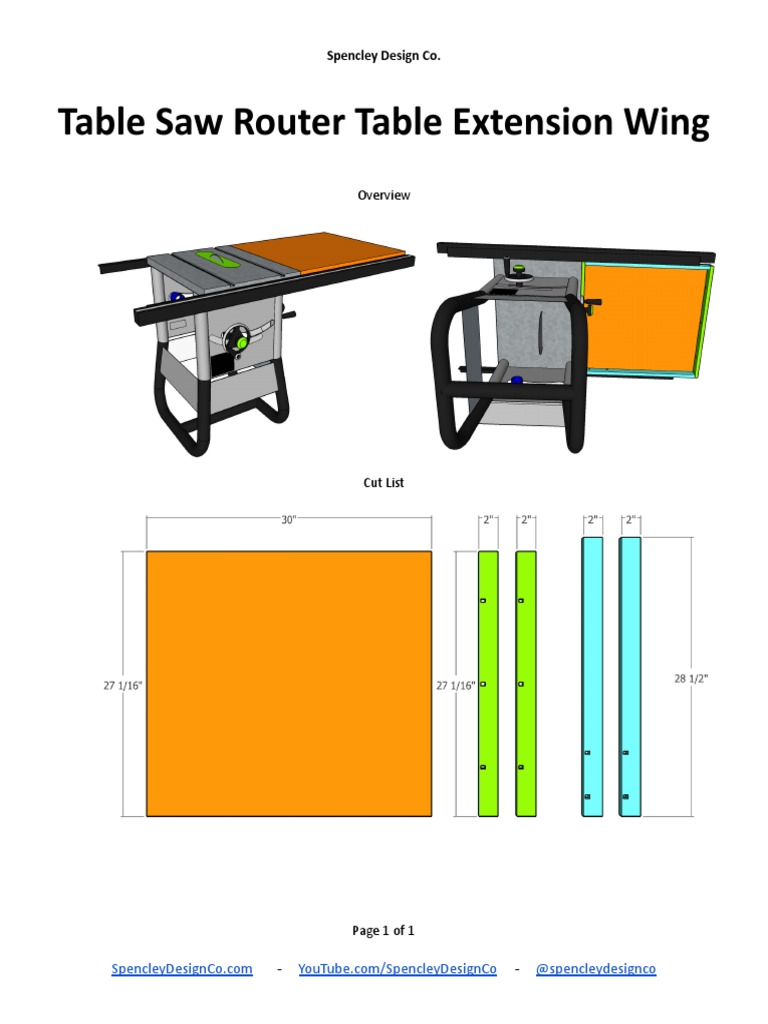 Table Saw Router Table Extension Wing Plans PDF