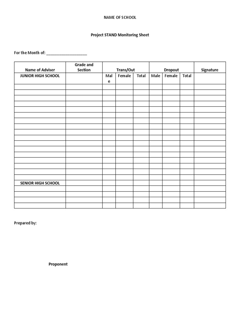 Monitoring Sheet STAND PDF