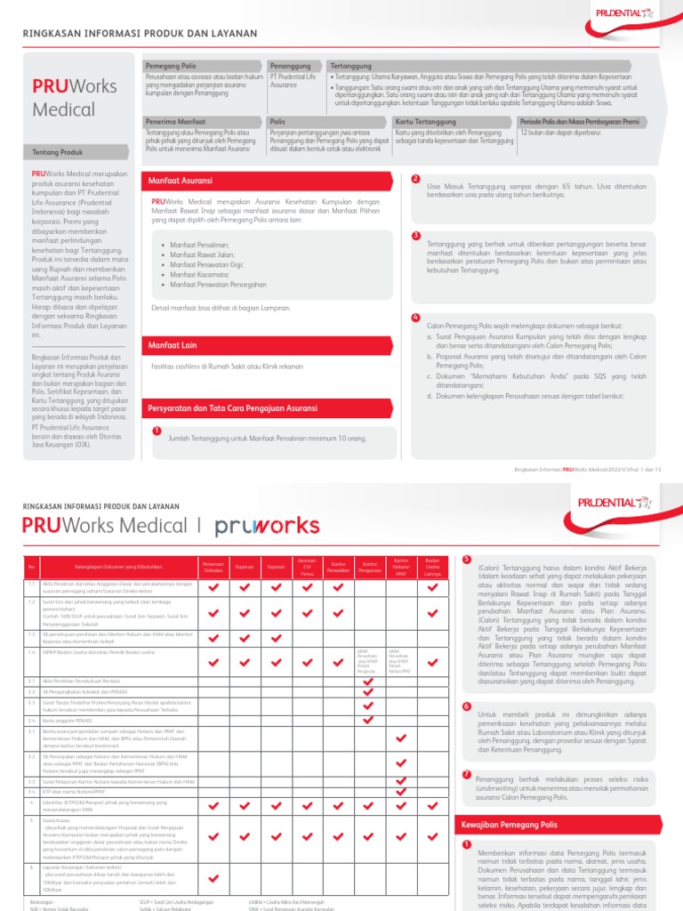 Pru Works Medical Ringkasan Produk 071220 | PDF | Bisnis | Pengelolaan ...