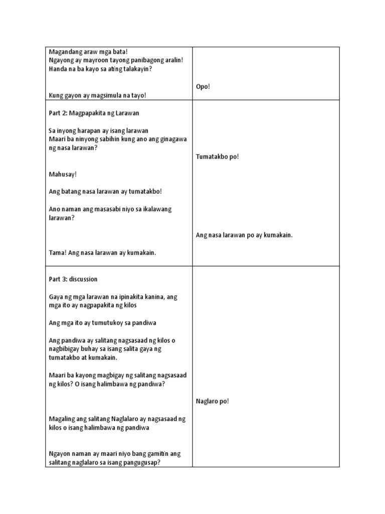 Example Filipino DLP | PDF