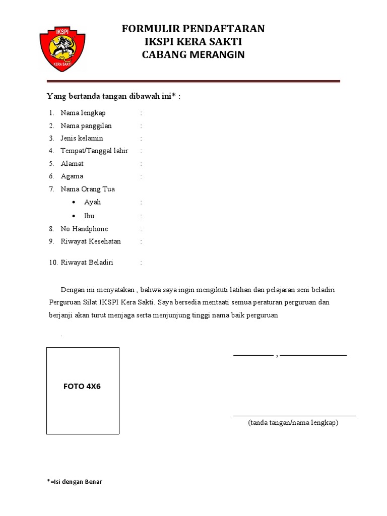Formulir Siswa Baru Iks Pi Kera Sakti Pdf