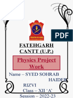 Fatehgarh CANTT (U.P.) : Physics Project Work