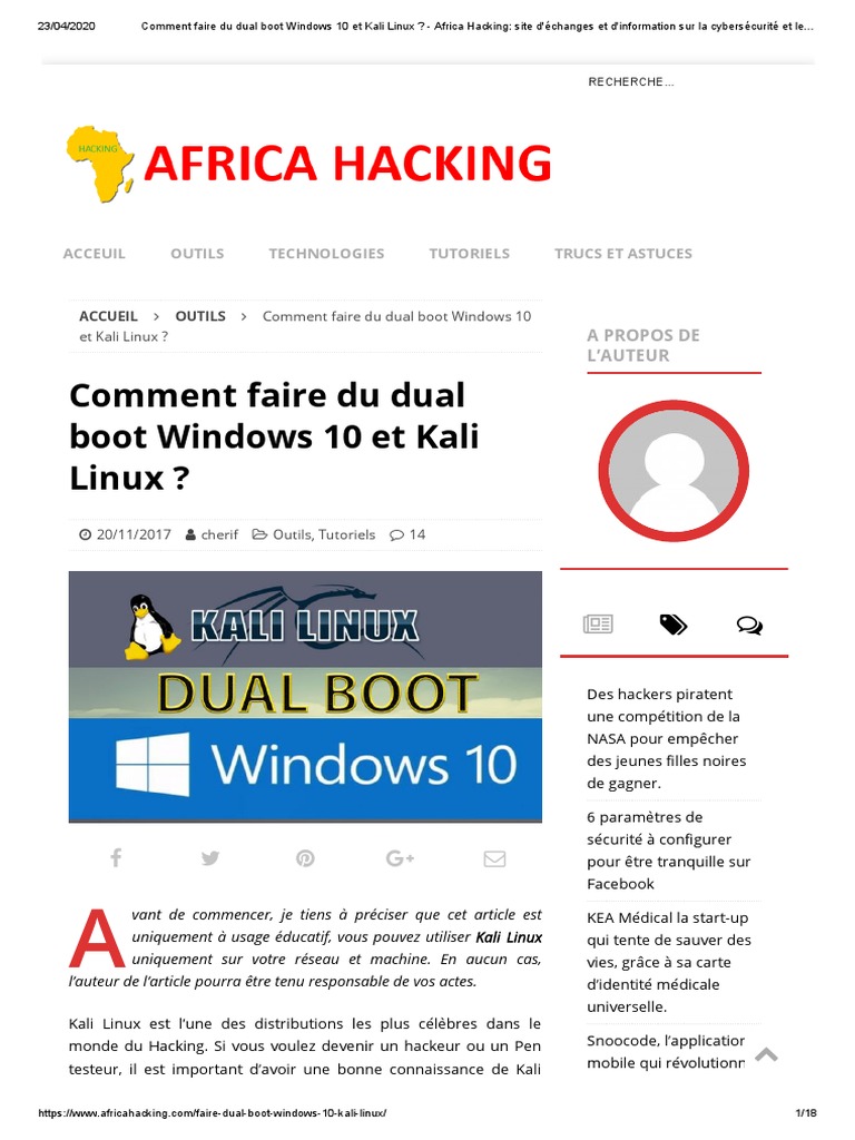 Dual Boot Windows 10 et Kali Linux | PDF | Linux | Windows 10