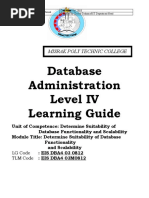 Determine Suitablity of DataBase Functionality