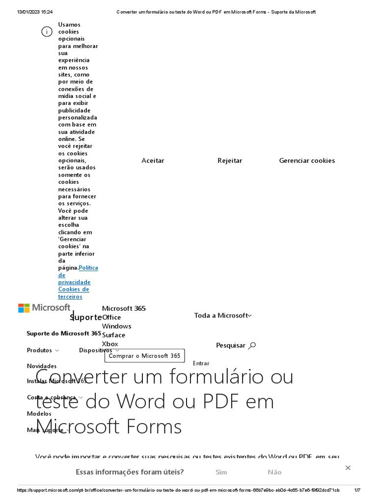 Converter Um Formulário Ou Teste Do Word Ou PDF em Microsoft Forms ...