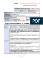 Especificaciones Técnicas Y/O Términos de Referencia: Formulario de Requerimiento de Contratación