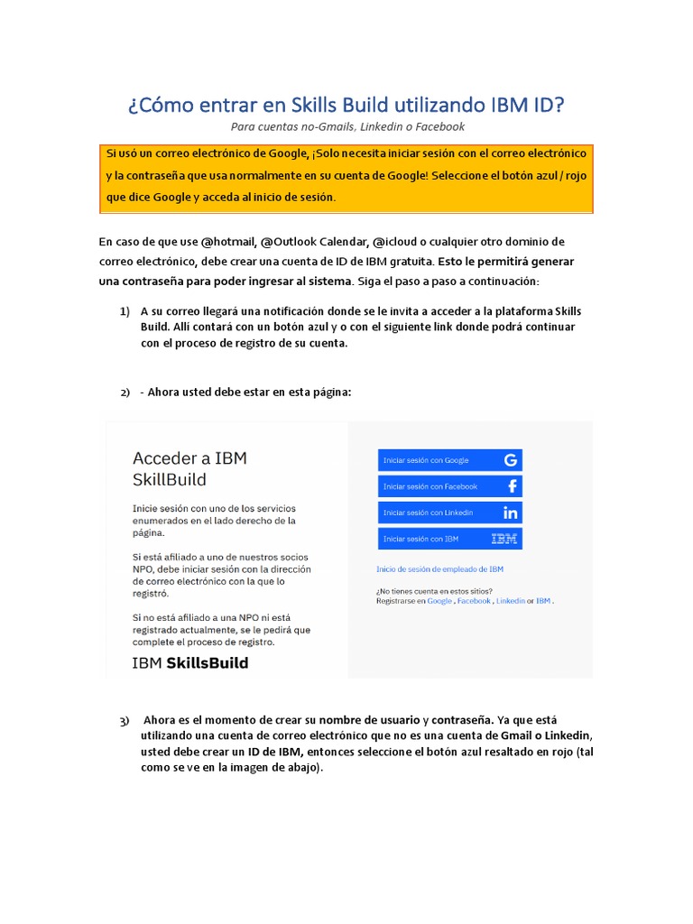 Acceso a Skills Build con IBM ID | PDF | Contraseña | Internet