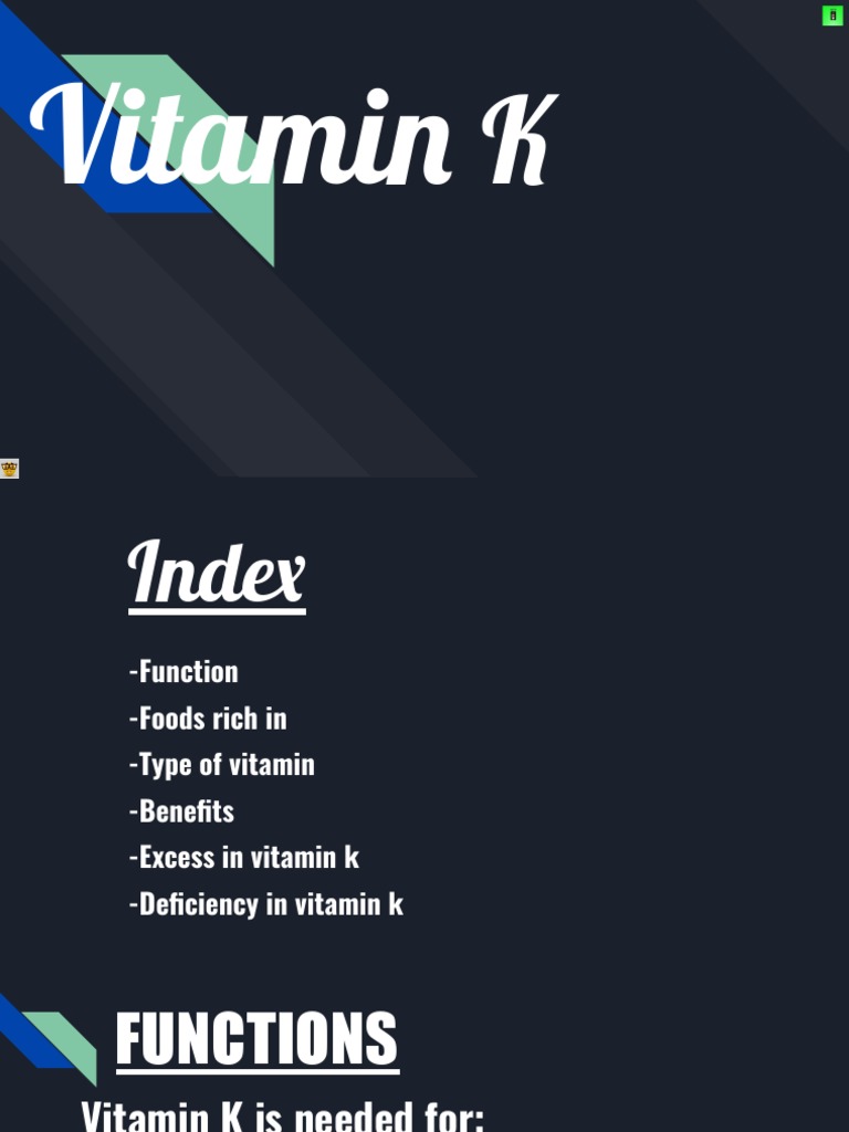 An InDepth Look at Vitamin K Functions, Food Sources, Benefits, and Deficiencies PDF