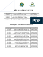 Inscrições homologadas em ações afirmativas e ampla concorrência IFAL 2018