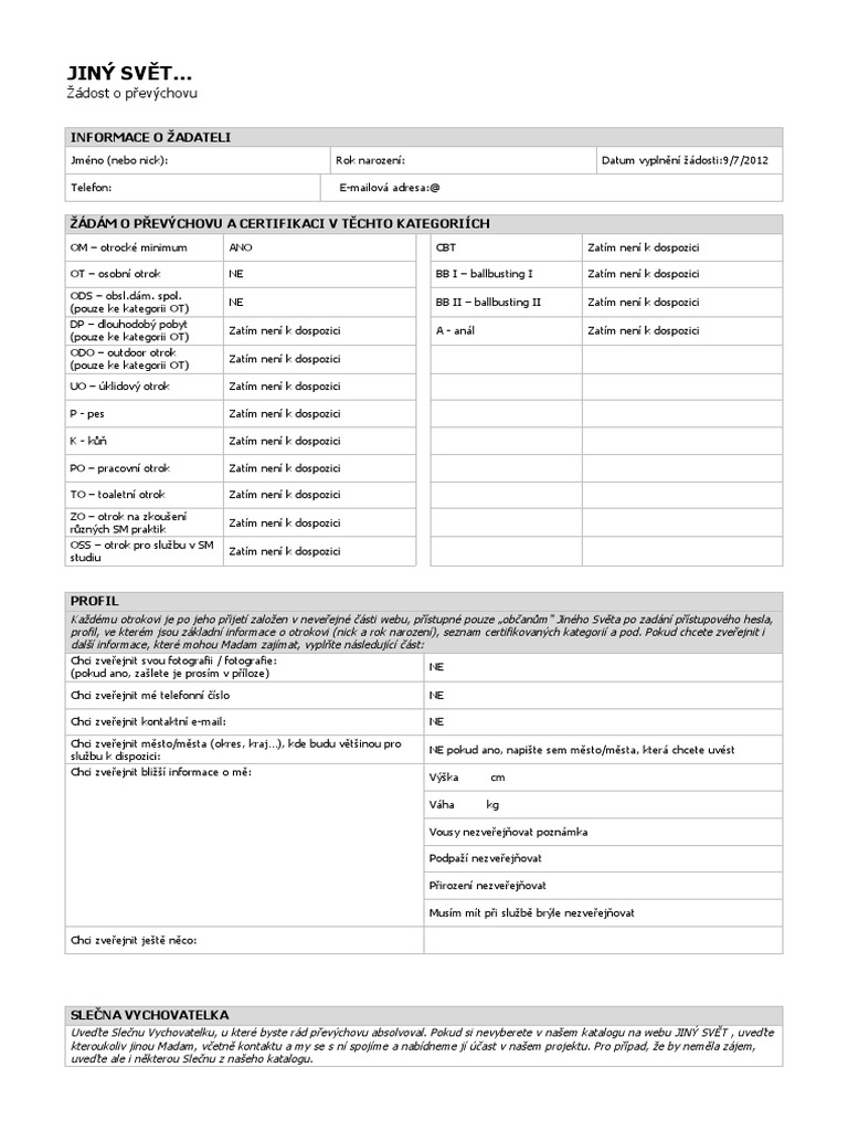 Žádost - formulář | PDF