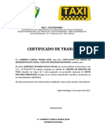 Certificado trabajo chofer taxi cooperativa transporte