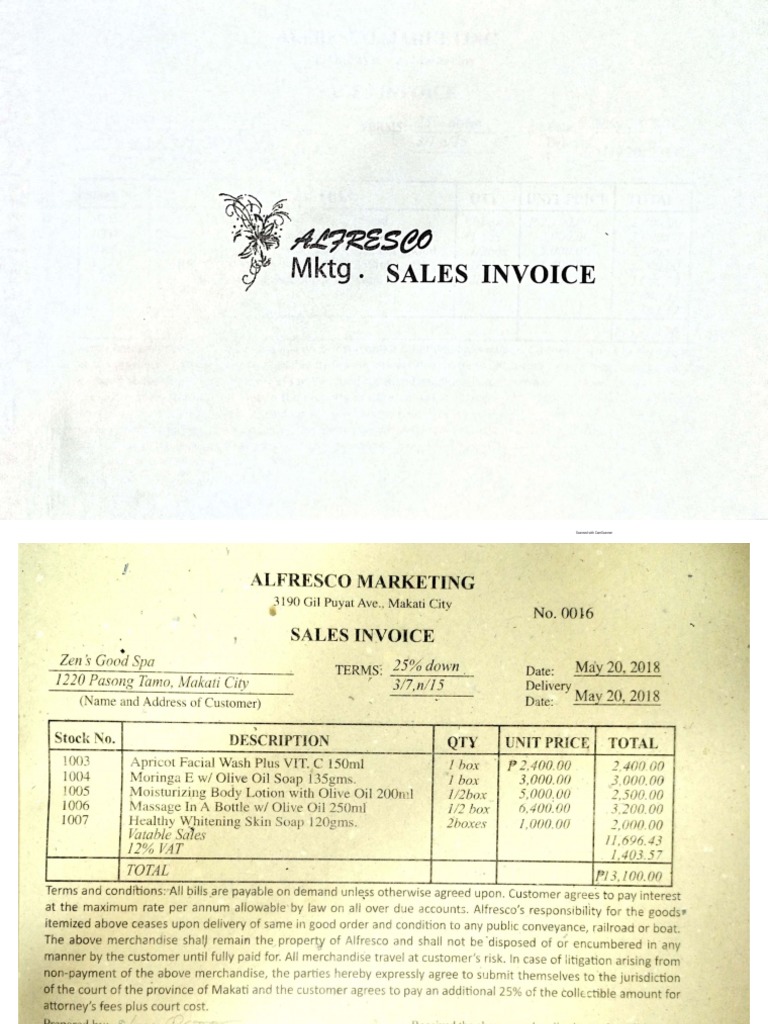 ALFRESCO Marketing Sales Invoice PDF