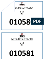 Lista de mesas de sufragio y números de registro