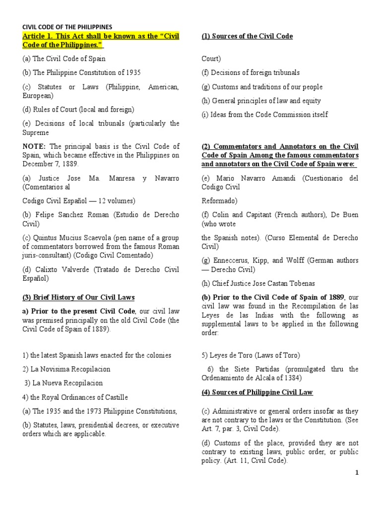 Spanish Civil Code in the Philippines | PDF | Public Policy Doctrine ...