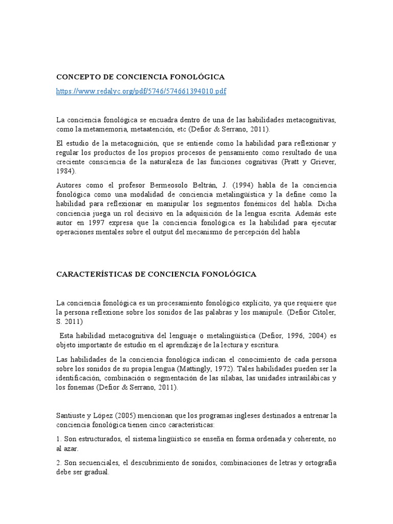 Importancia de la Conciencia Fonológica | PDF | Palabra | Sílaba