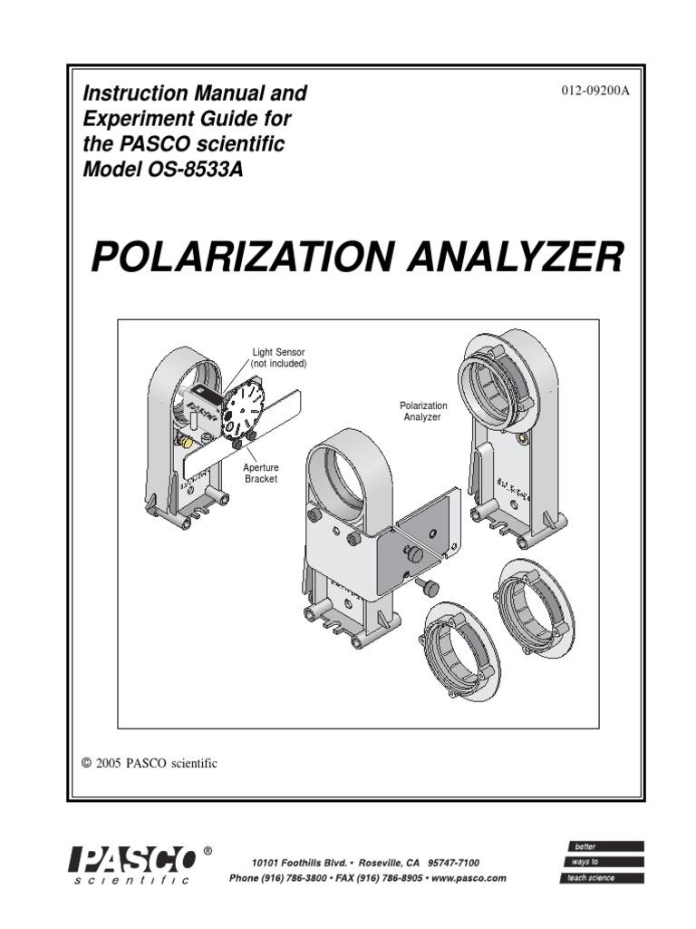 Polarization Analyzer Basic Optics Manual OS 8533A PDF Polarization