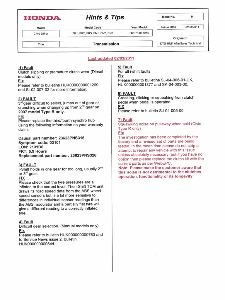 Honda Clutch Troubleshooting PDF