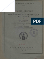 Studii Istorice Asupra Romanilor Din Peninsula Balcanica
