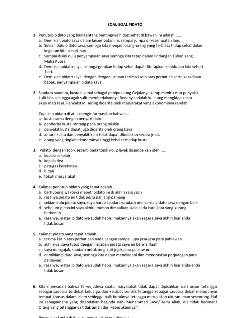 Soal Soal Pidato