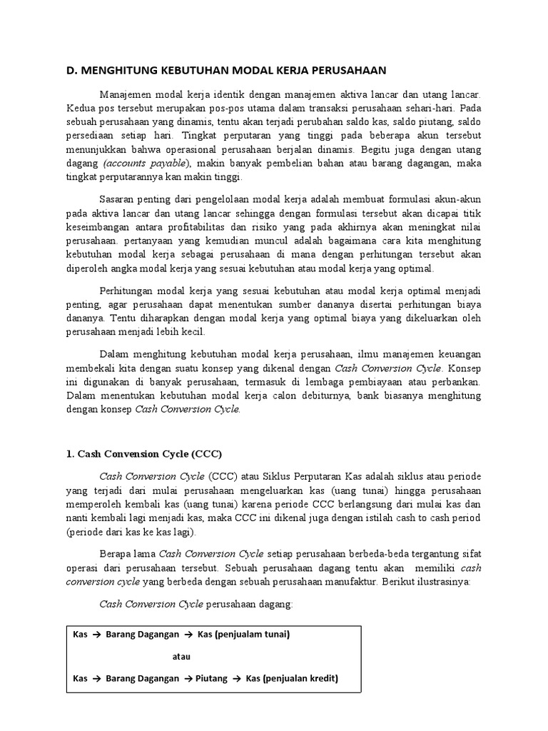 Menghitung Kebutuhan Modal Kerja Perusahaan | PDF