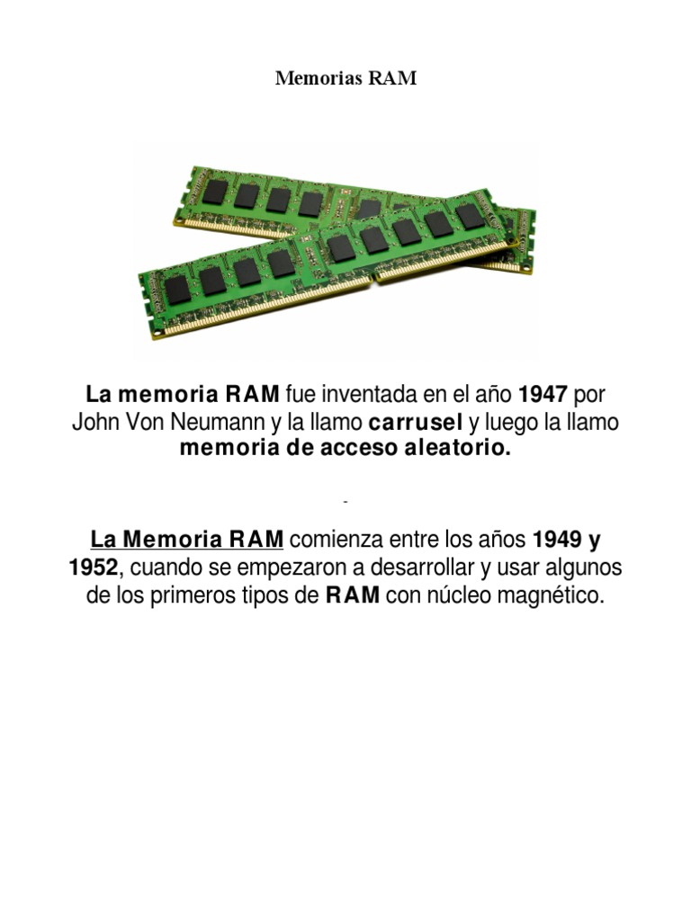Evolución de la Memoria RAM | PDF