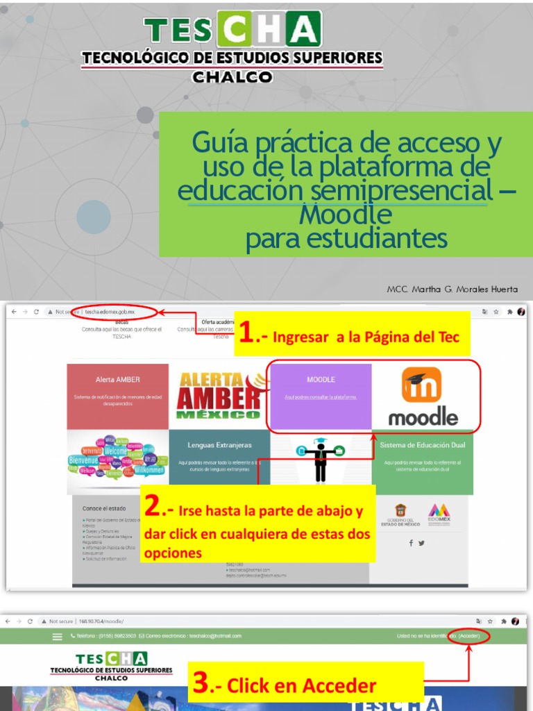 Guía Práctica de Acceso y Uso de La Plataforma Moodle TESCHA | PDF