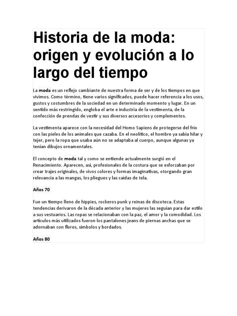 Evolución de la moda a través del tiempo | PDF