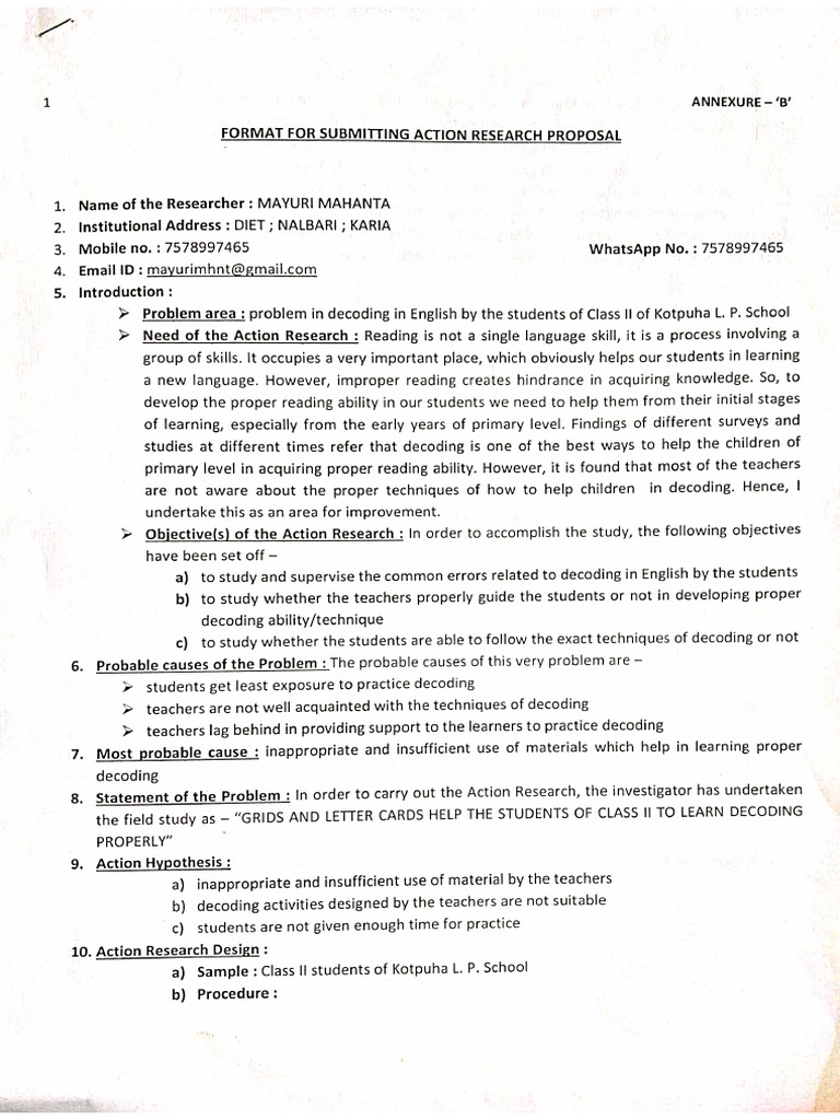 Action Research Proposal | PDF