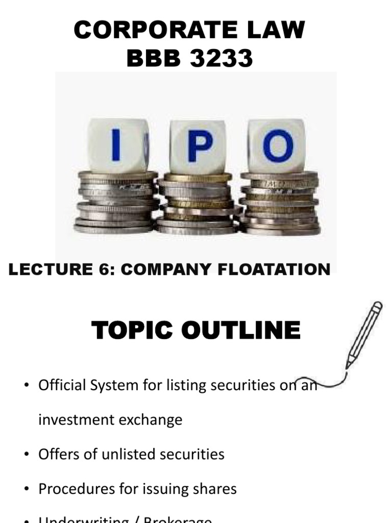 Lecture 6 Company Floatation PDF Initial Public Offering Stocks