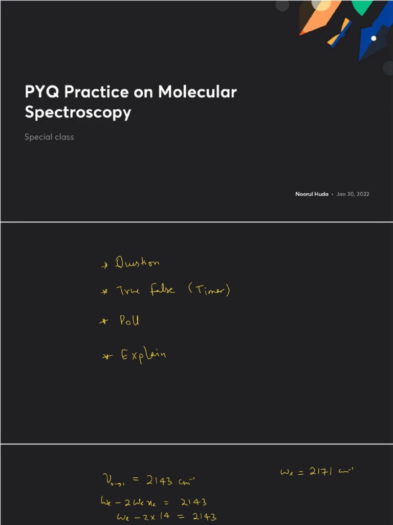 PYQ Practice On Molecular Spectroscopy With Anno PDF