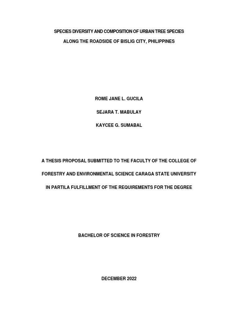Urban Tree Species Diversity in Bislig | PDF | Earth Sciences | Nature