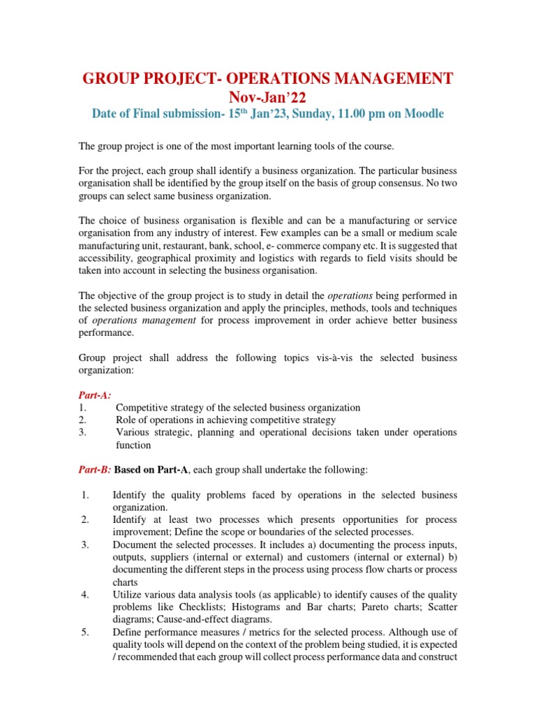 Operations Management Project Guide | PDF | Strategic Management ...