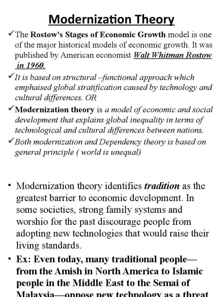 Modernization Theory by Rostow PDF Economic Growth Agriculture