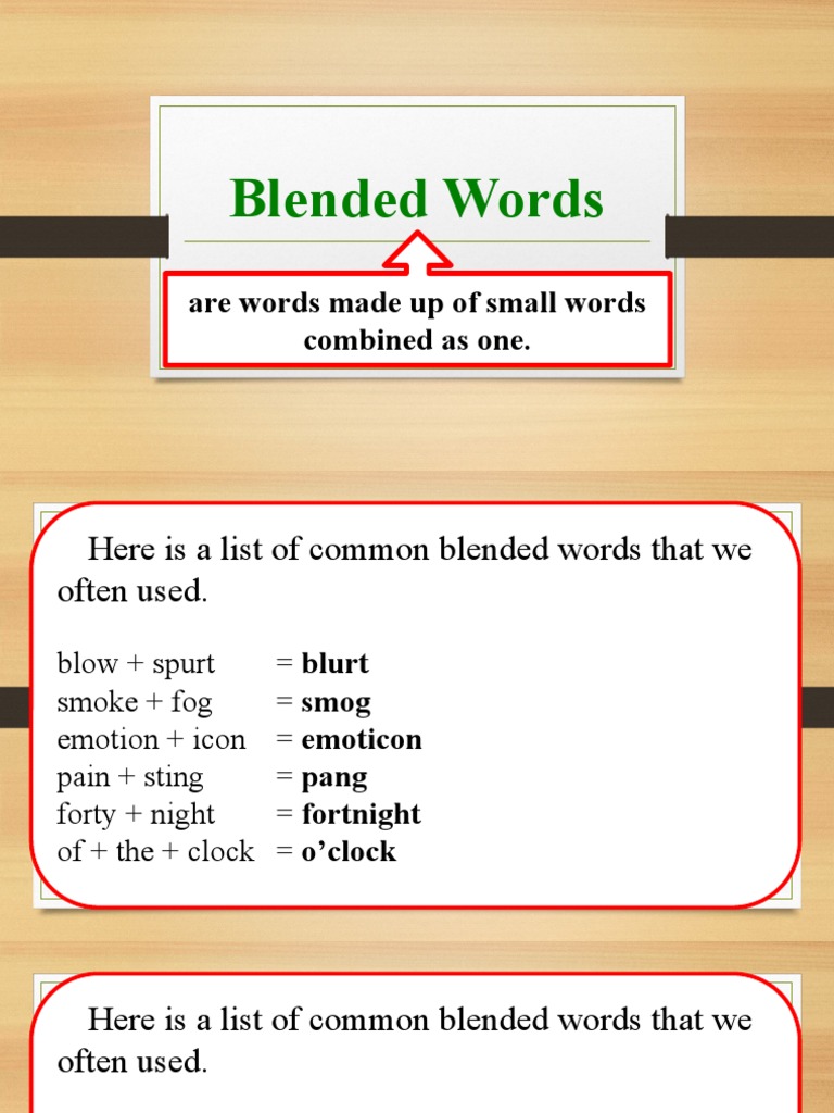 Common Examples of Blended Words | PDF