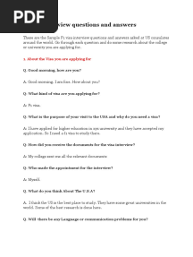 Sample Visa Interview Questions and Answers