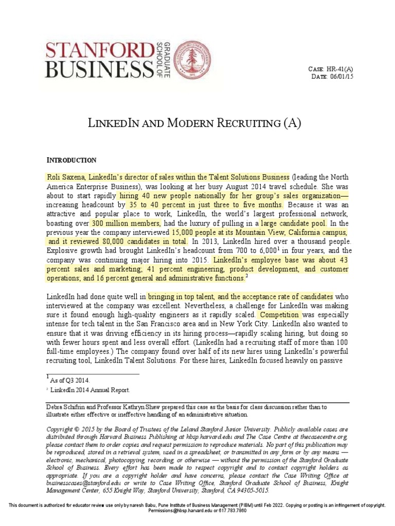 Case 2 LinkedIn and Modern Recruitment - 5 - 6 - 920220720193429 | PDF ...